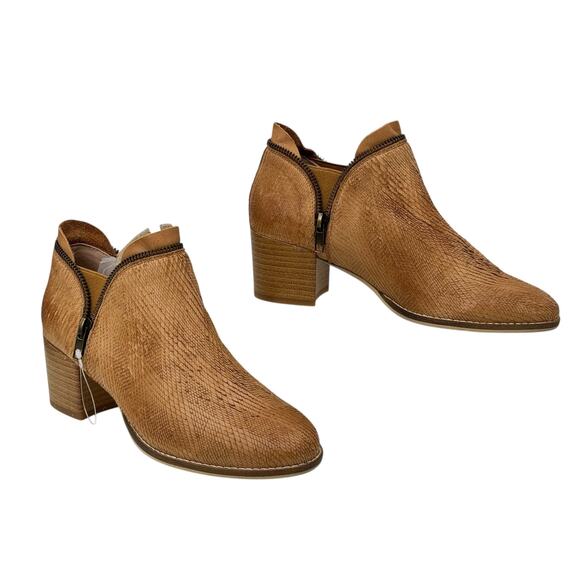 Midas Metan Boots Fringe 3D NEW 6.5 Women's Tan Textured Boho Comfort Block Heel - Picture 5 of 14